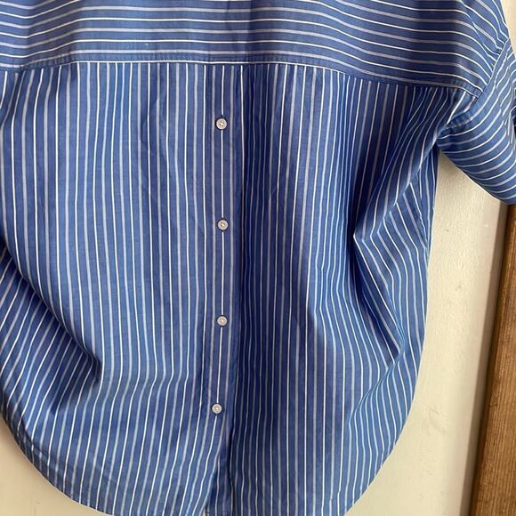 MADEWELL Courier Stripe Button Back Shirt In Midnight Sea - Picture 8 of 13